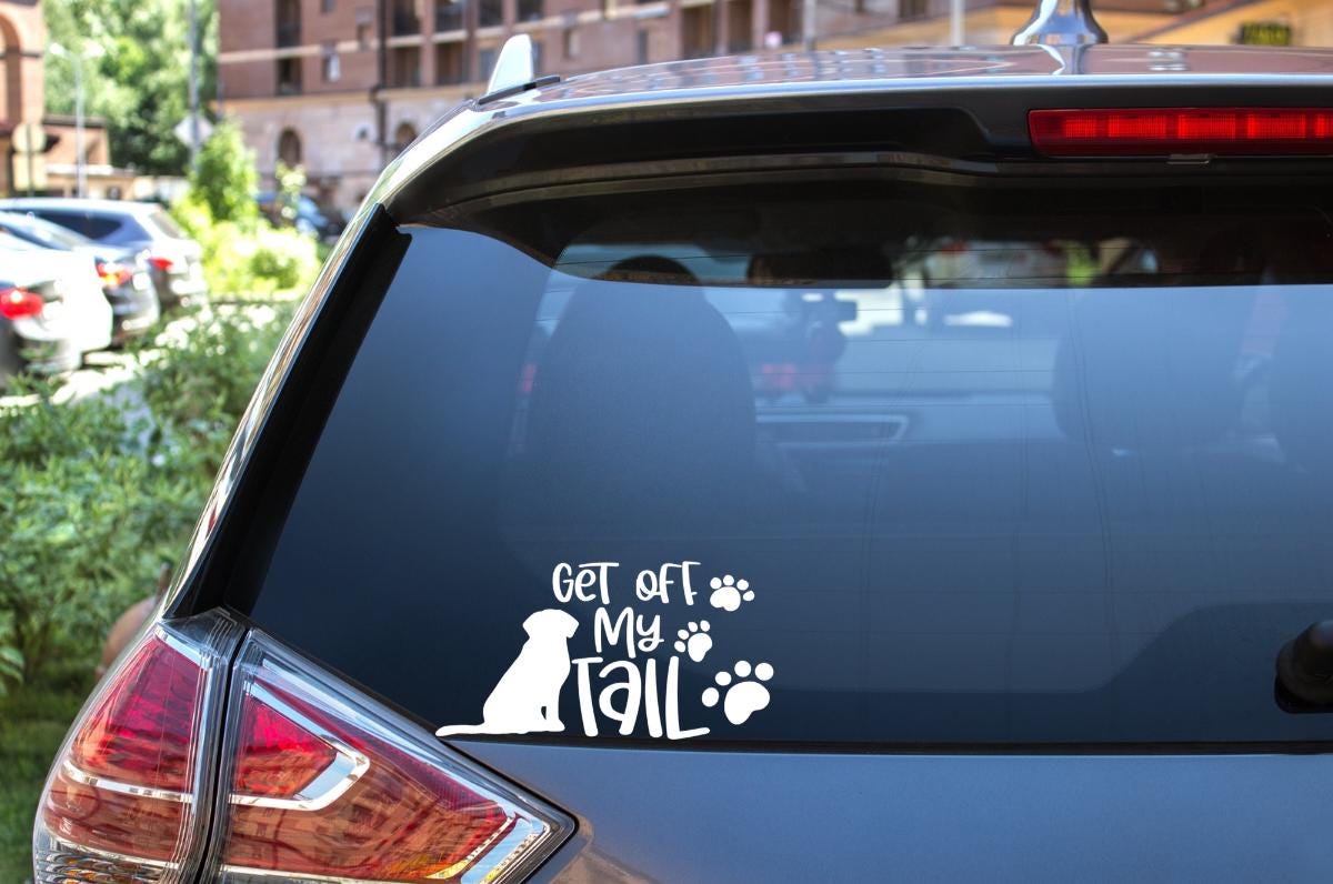 Get Off My Tail Funny Cat Dog Decal