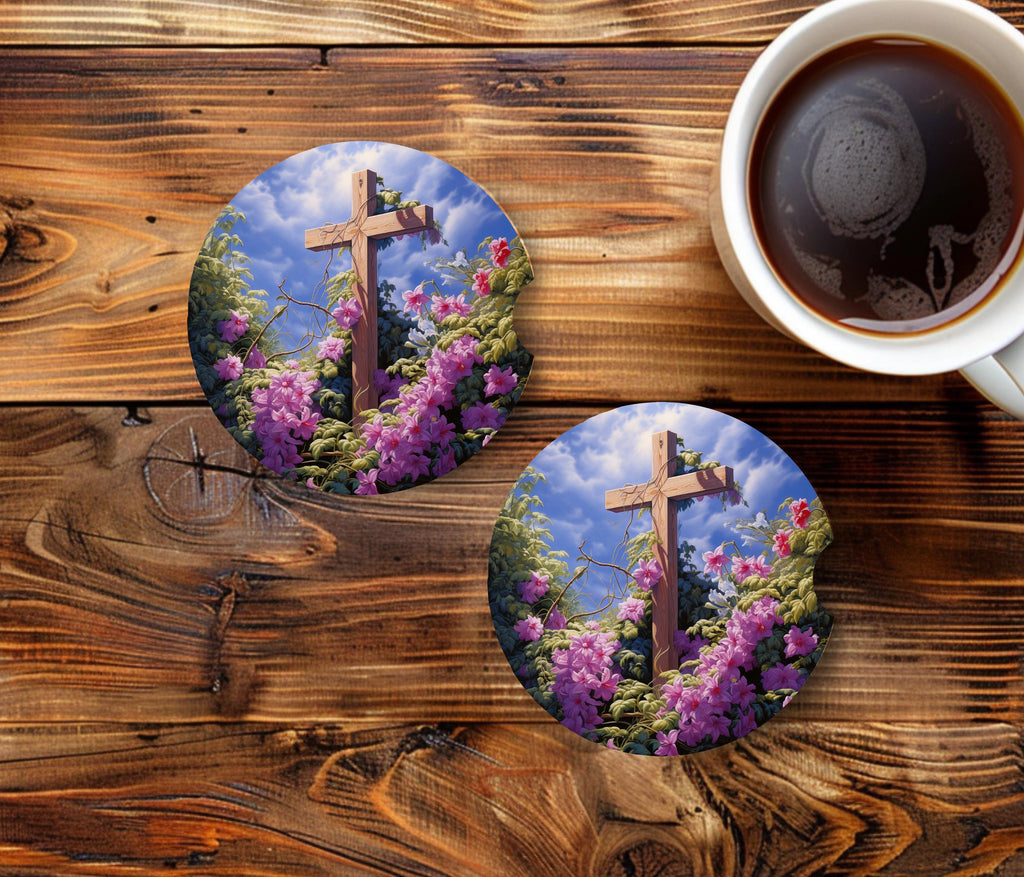 Graceful Faith Watercolor Car Coaster