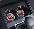 Dreamcatcher Mandala Car Coasters | Boho Feather Cup Holder Mats (2-Pack)