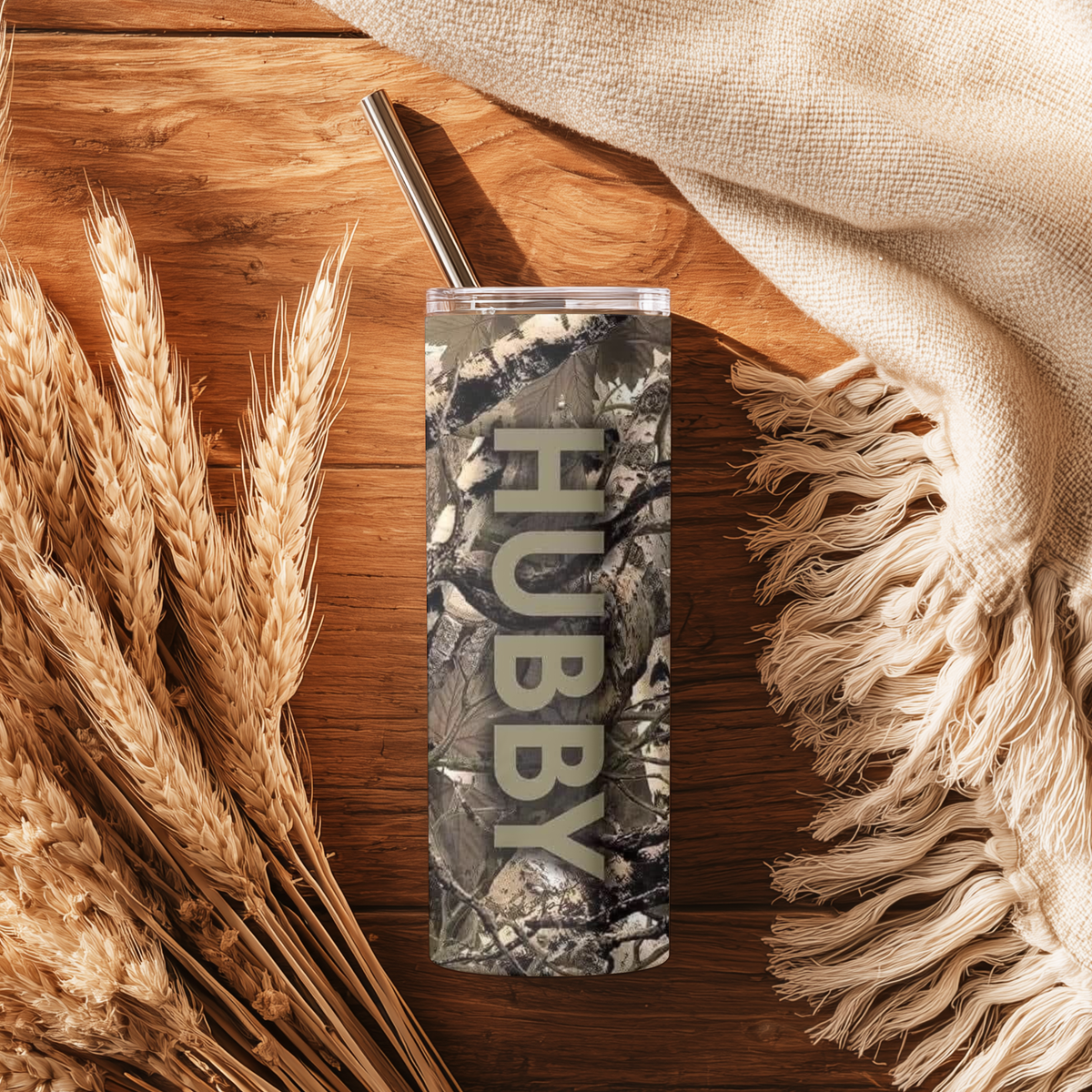 His and Hers Camo Tumbler Set | Wifey and Hubby 20oz Skinny Tumblers
