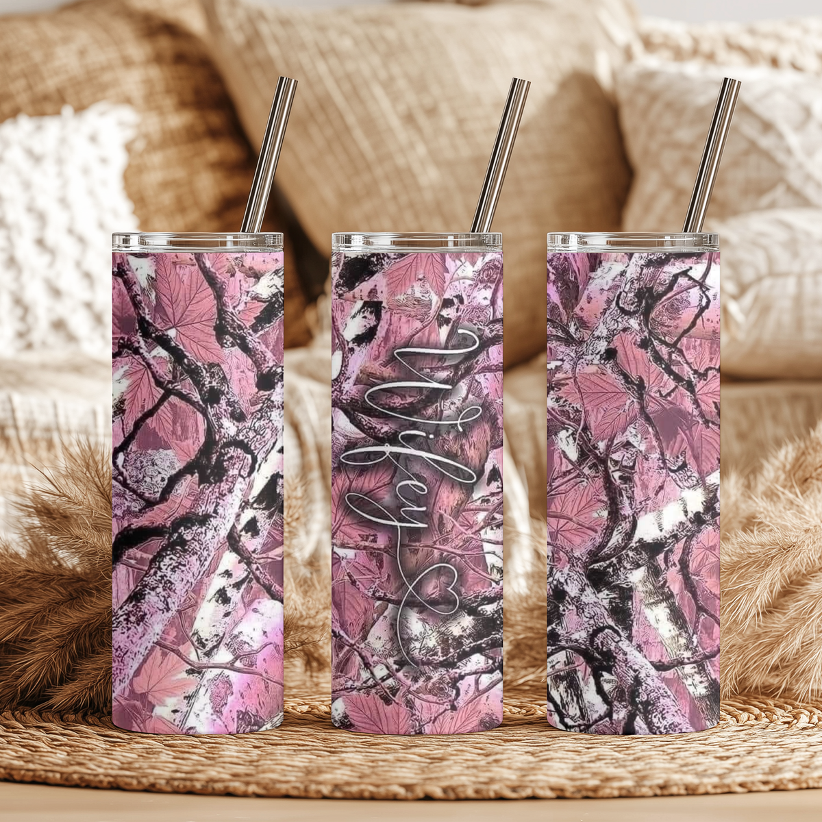 His and Hers Camo Tumbler Set | Wifey and Hubby 20oz Skinny Tumblers