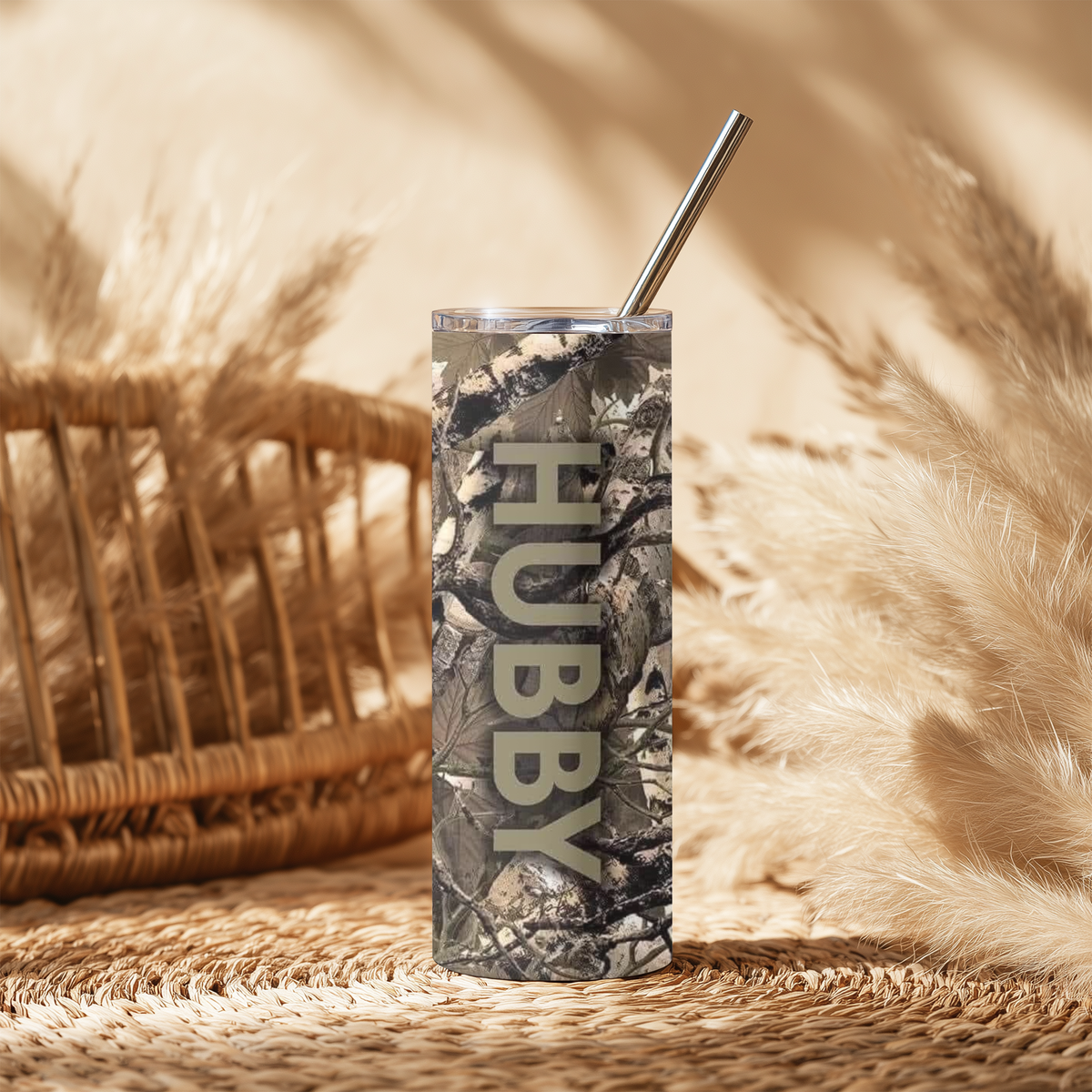 His and Hers Camo Tumbler Set | Wifey and Hubby 20oz Skinny Tumblers