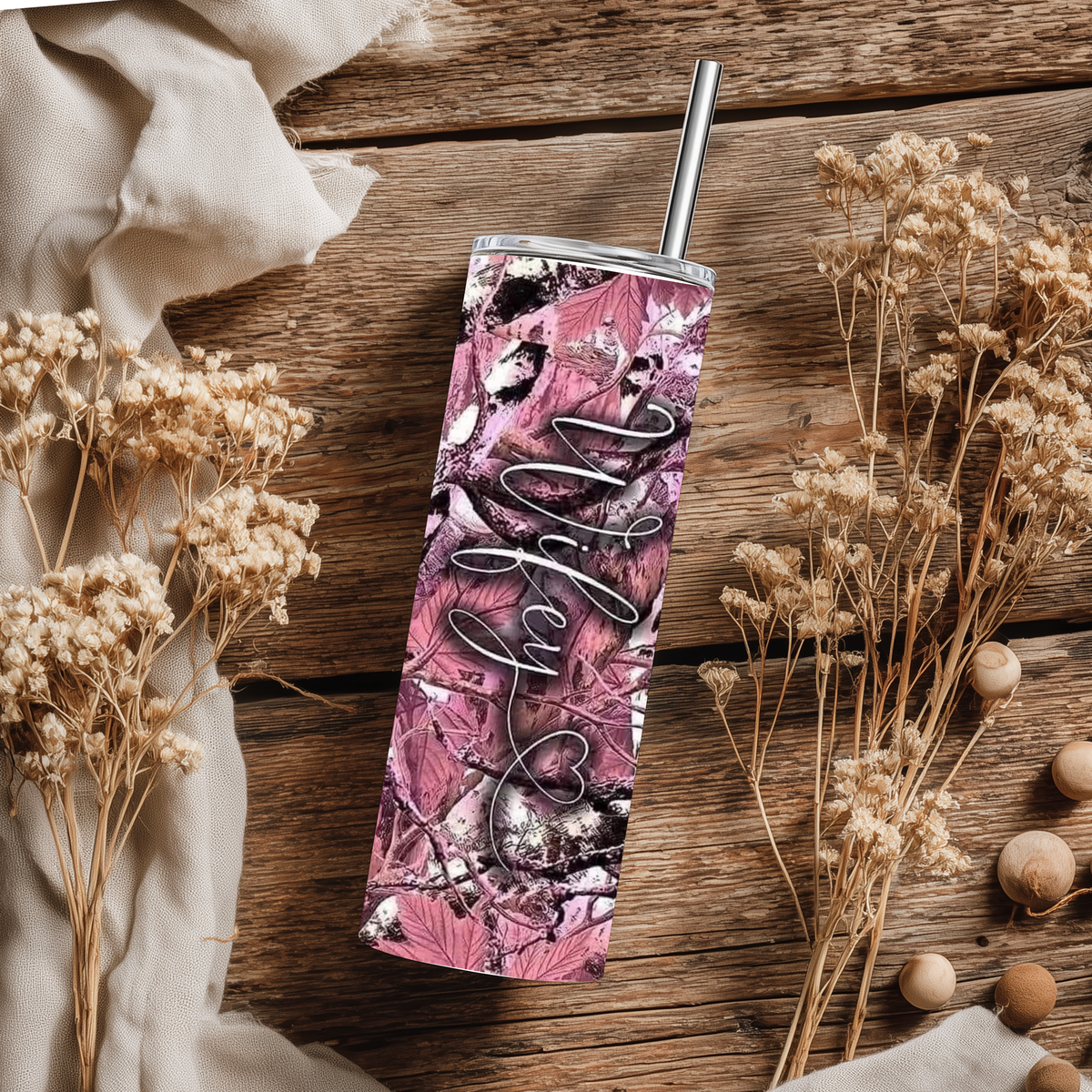 His and Hers Camo Tumbler Set | Wifey and Hubby 20oz Skinny Tumblers