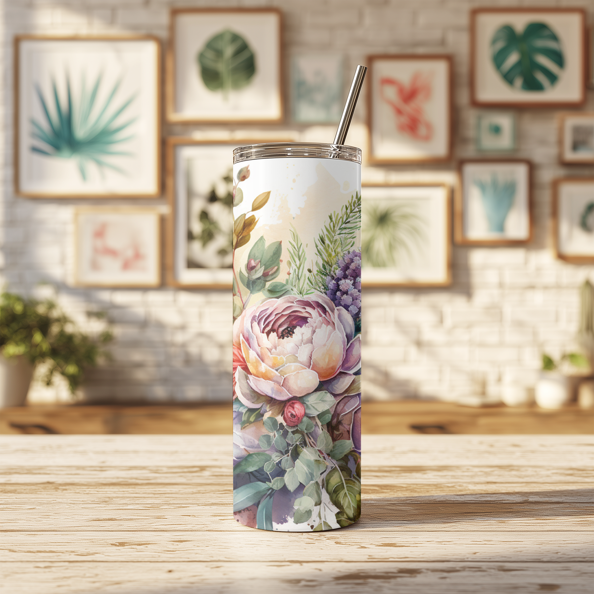 Earthy Watercolor Bouquet Tumbler
