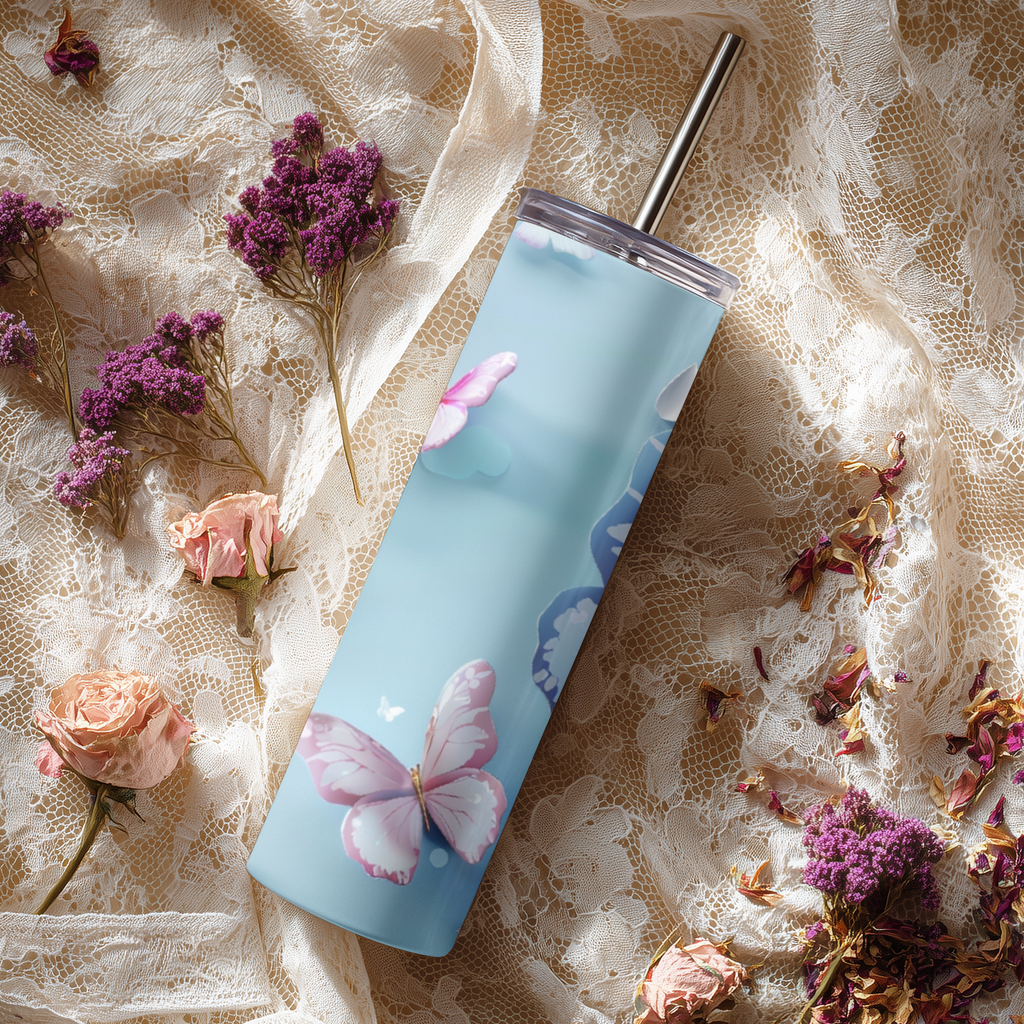 3D Pastel Butterfly Tumbler