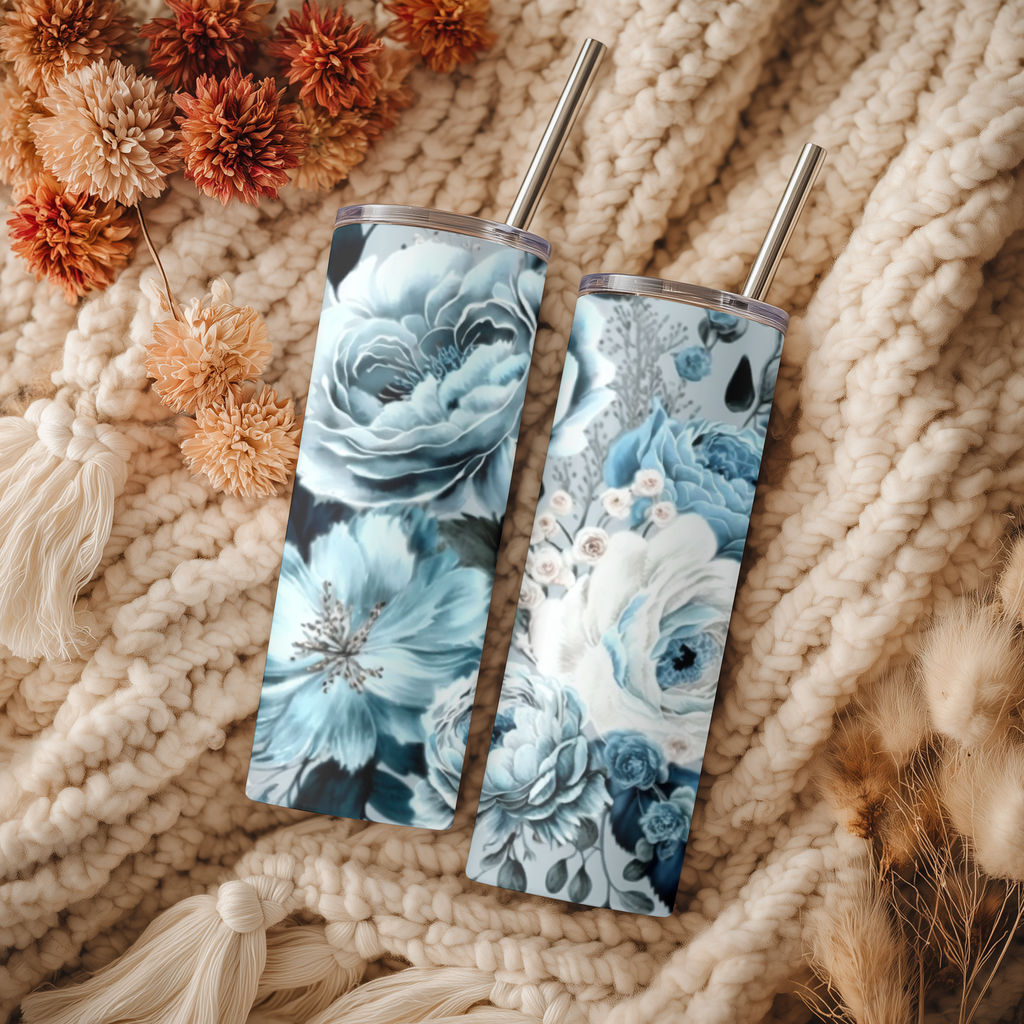 Navy & Teal Floral Tumbler