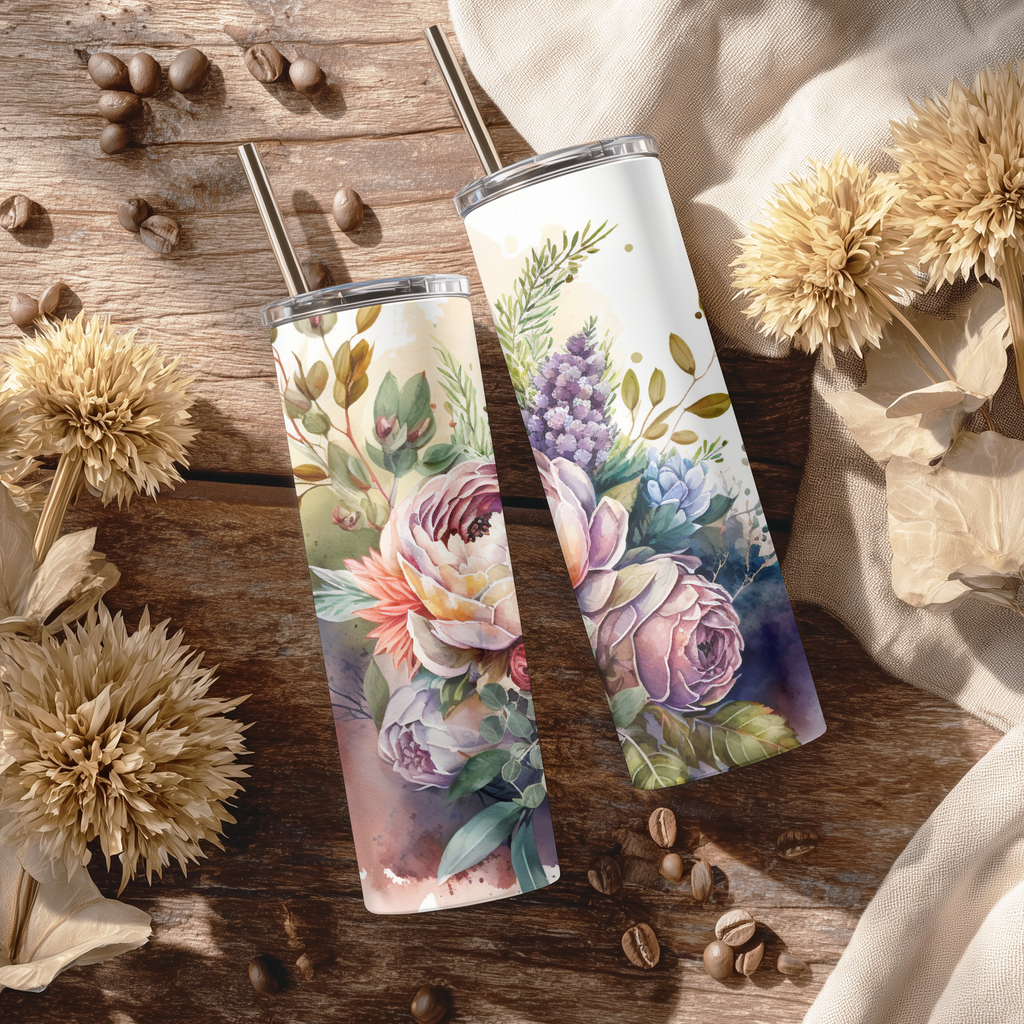 Earthy Watercolor Bouquet Tumbler