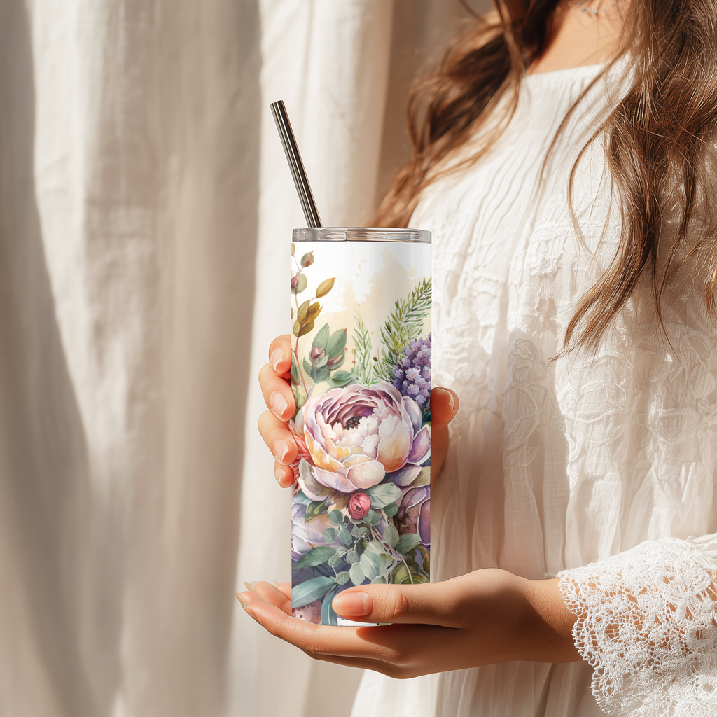Earthy Watercolor Bouquet Tumbler