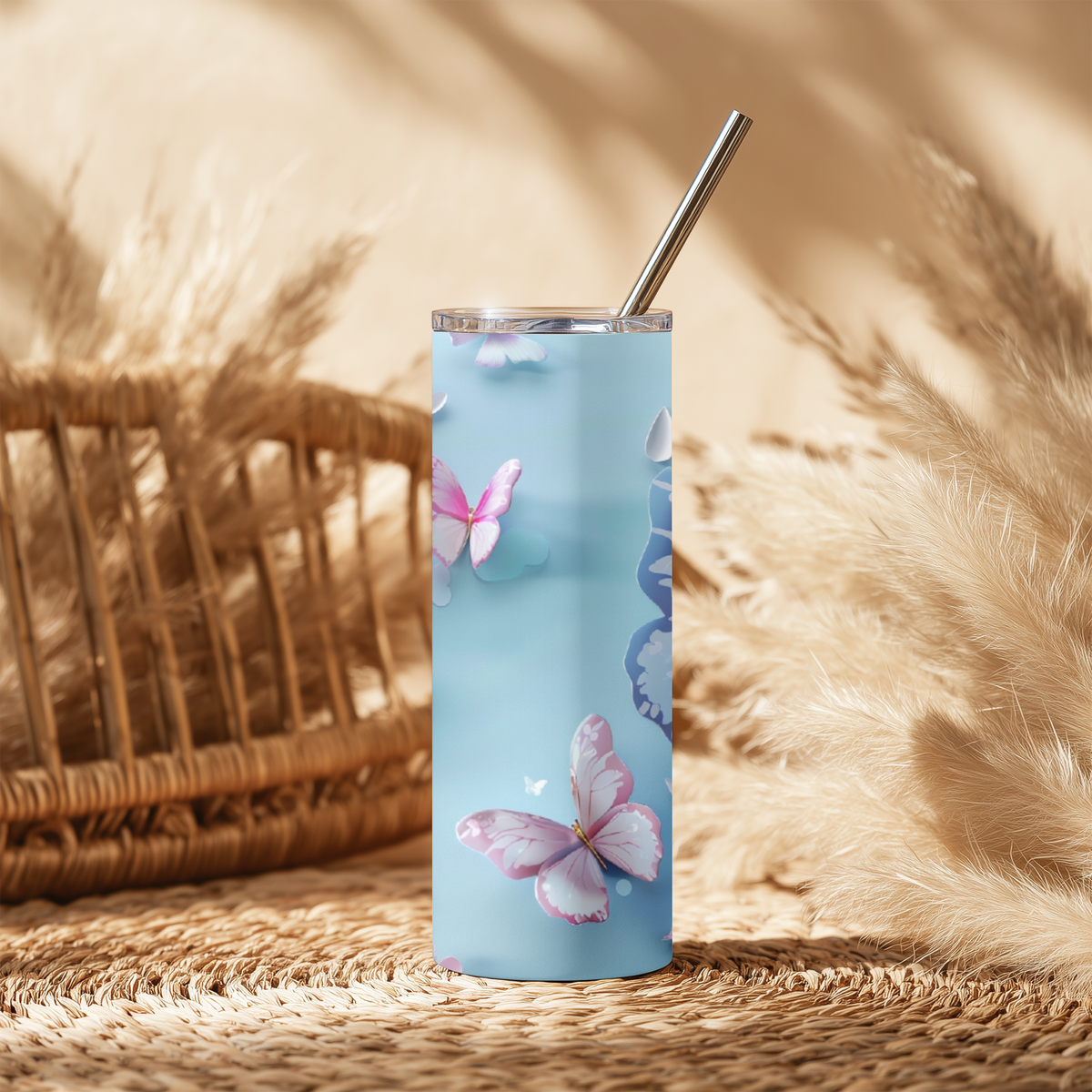 3D Pastel Butterfly Tumbler
