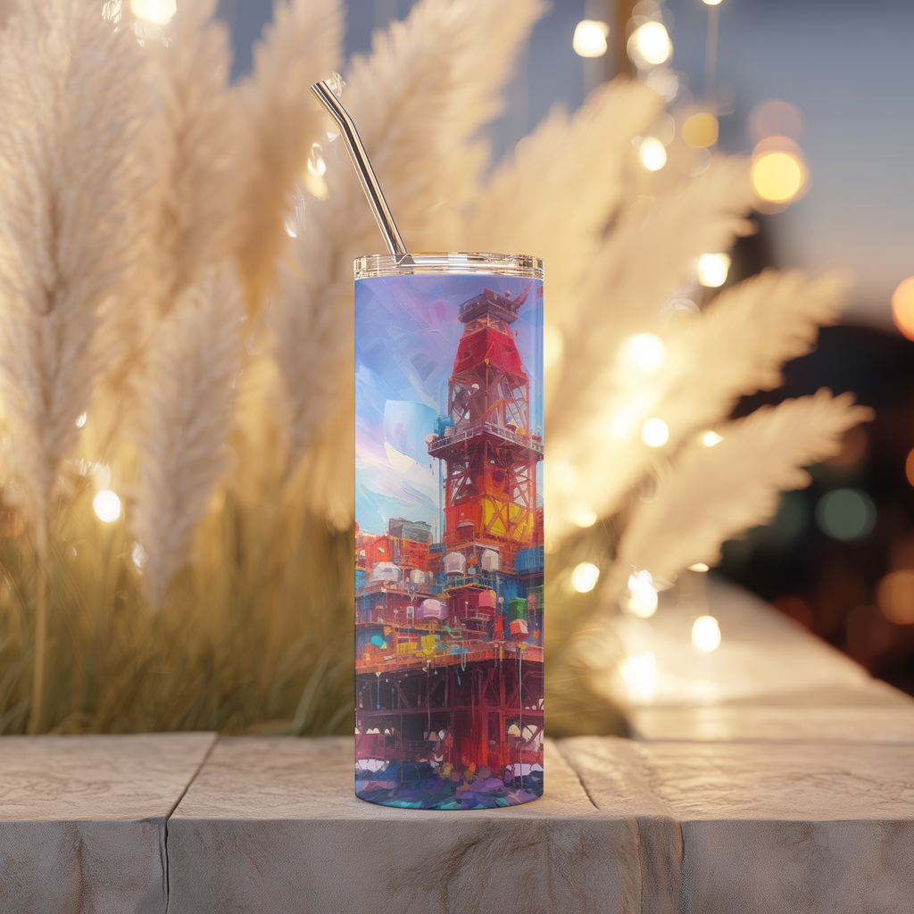 Oil Rig Watercolor 20 oz Tumbler