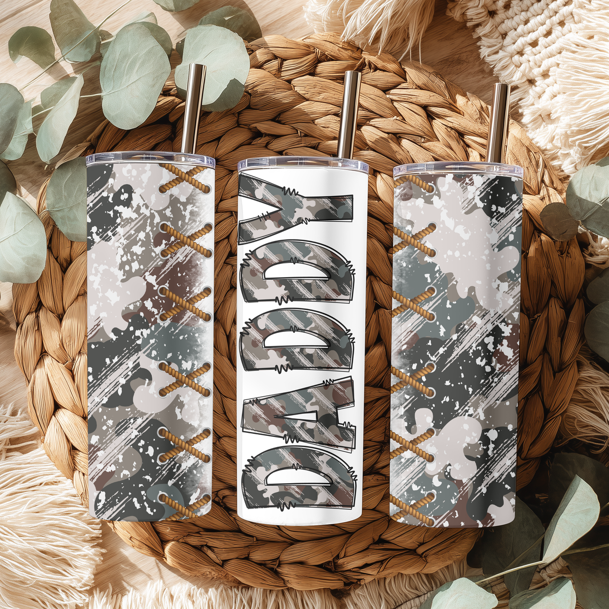 Daddy Distressed Camouflage 20oz Stainless Steel Insulated Tumbler