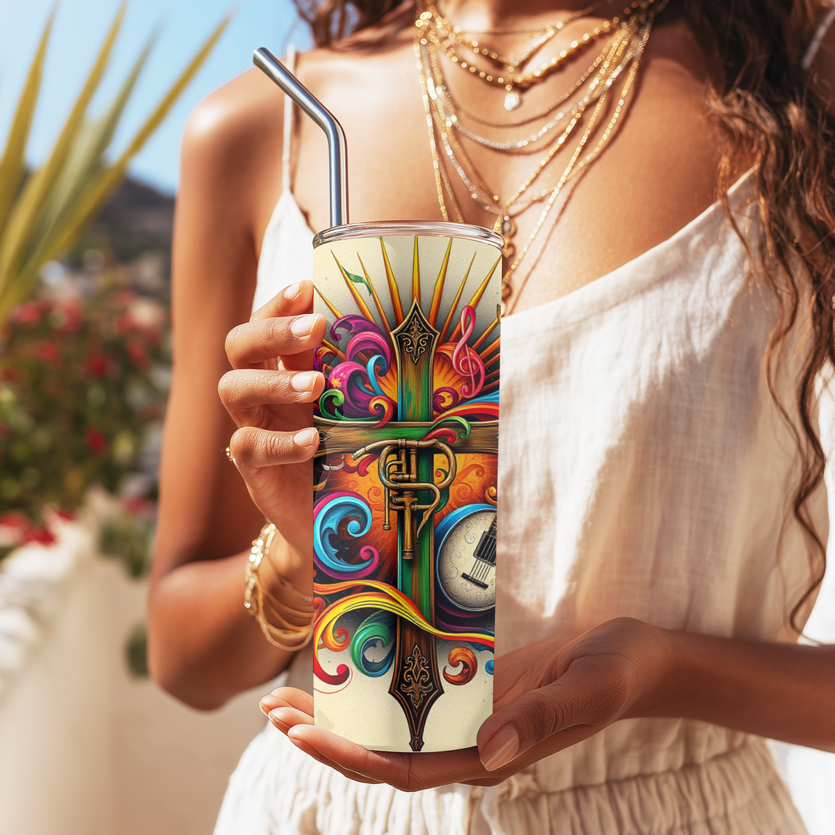 Vibrant Cross Art 20 oz Tumbler