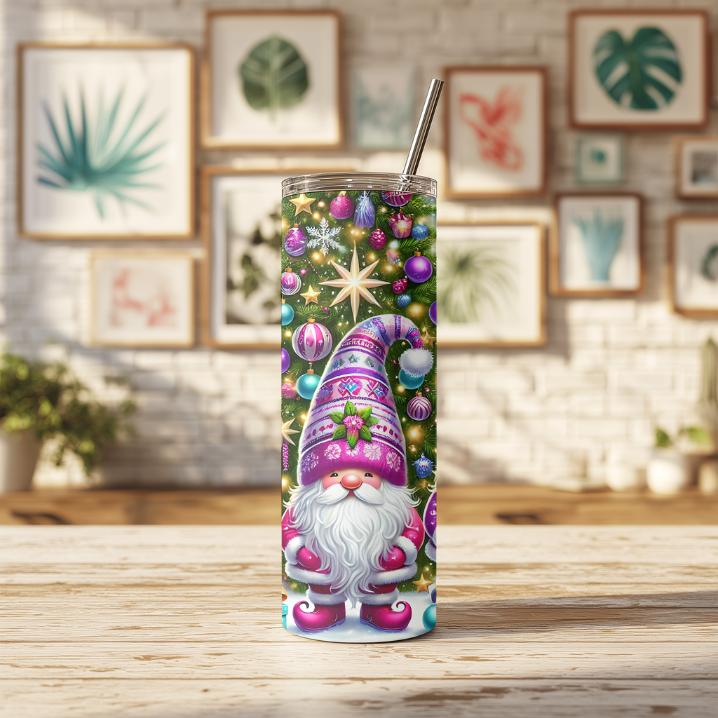 Vibrant Winter Gnome Wonderland 20oz Skinny Tumbler