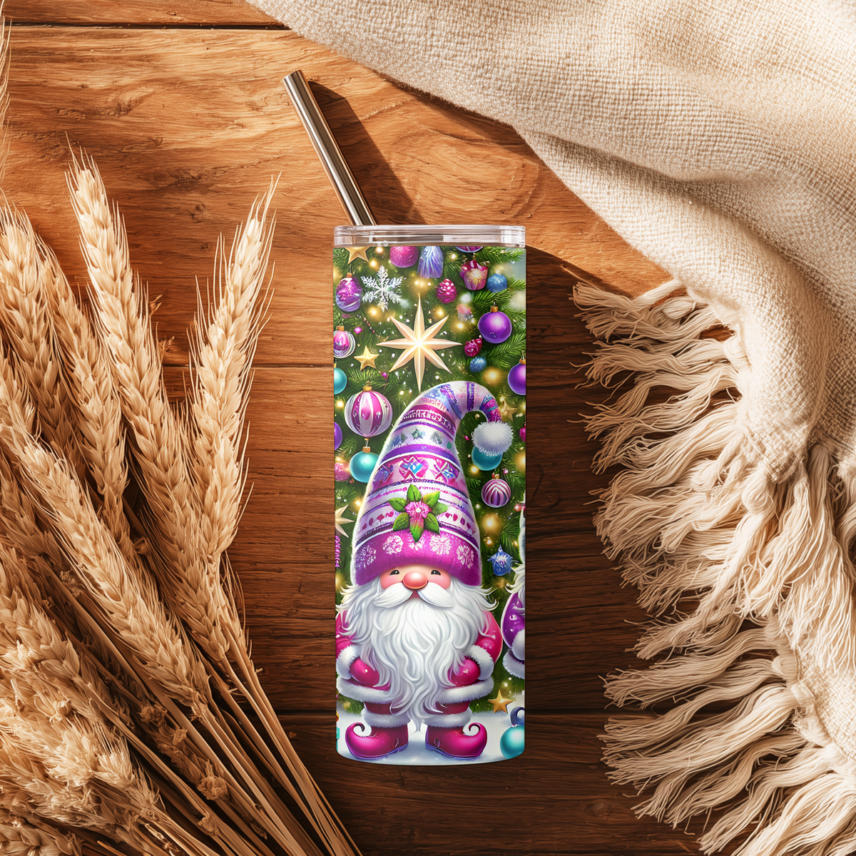 Vibrant Winter Gnome Wonderland 20oz Skinny Tumbler