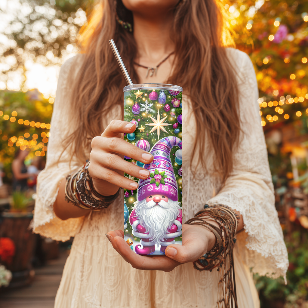 Vibrant Winter Gnome Wonderland 20oz Skinny Tumbler