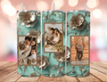 Personalized Photo Custom Vintage Teal & 3D Gold Floral Photo Collage Tumbler