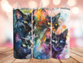 Watercolor Black Cat Abstract 20oz Skinny Tumbler