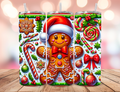 Vibrant Santa Gingerbread Man 20oz Skinny Tumbler