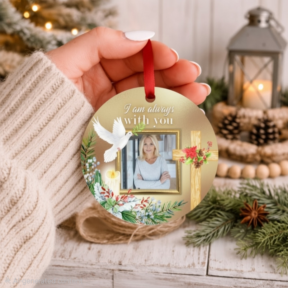 Personalized Memorial Photo Christmas Ornament | In Loving Memory Custom Holiday Keepsake | Loss of Loved One Bereavement Gift