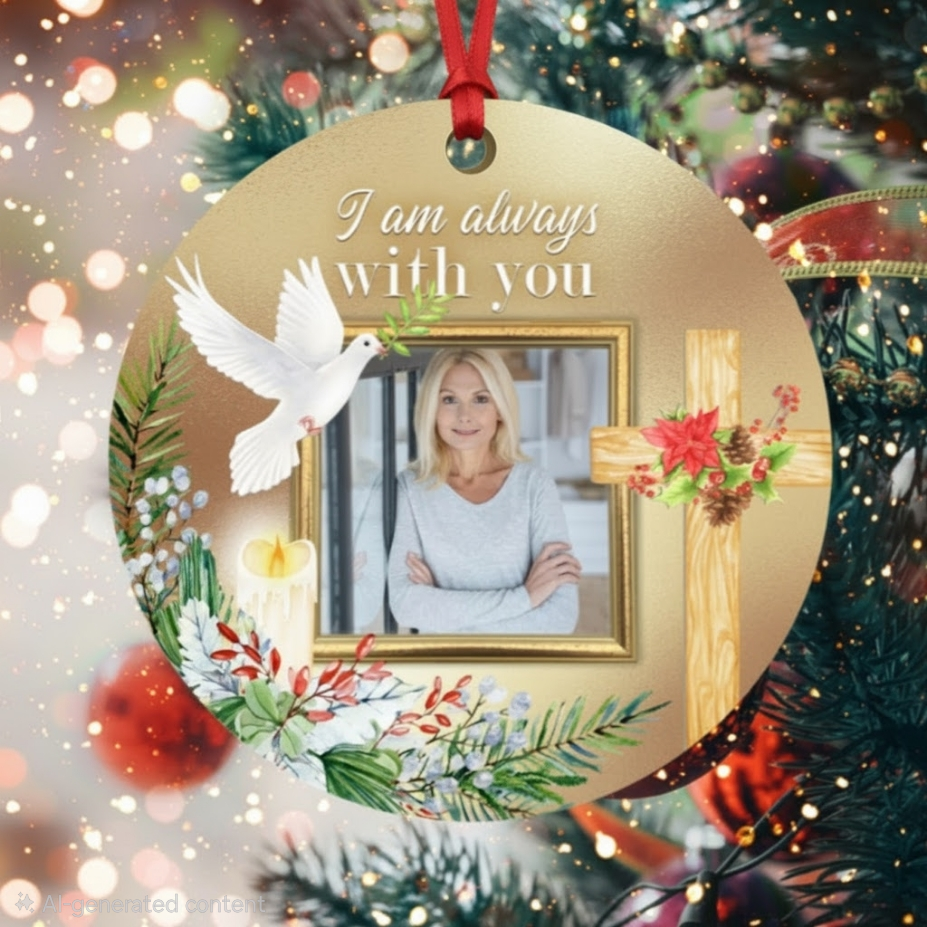 Personalized Memorial Photo Christmas Ornament | In Loving Memory Custom Holiday Keepsake | Loss of Loved One Bereavement Gift