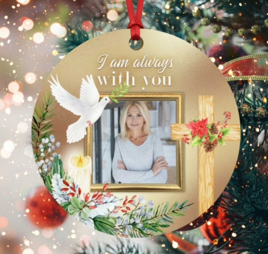 Personalized Memorial Photo Christmas Ornament | In Loving Memory Custom Holiday Keepsake | Loss of Loved One Bereavement Gift