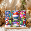 Christmas Loading Gamer 20oz Skinny Tumbler | Holiday Gaming Controller Cup with Straw