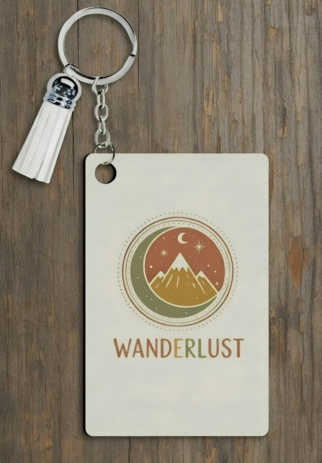 Custom Photo Keychain | Personalized Double-Sided Picture Keychain with White Tassel
