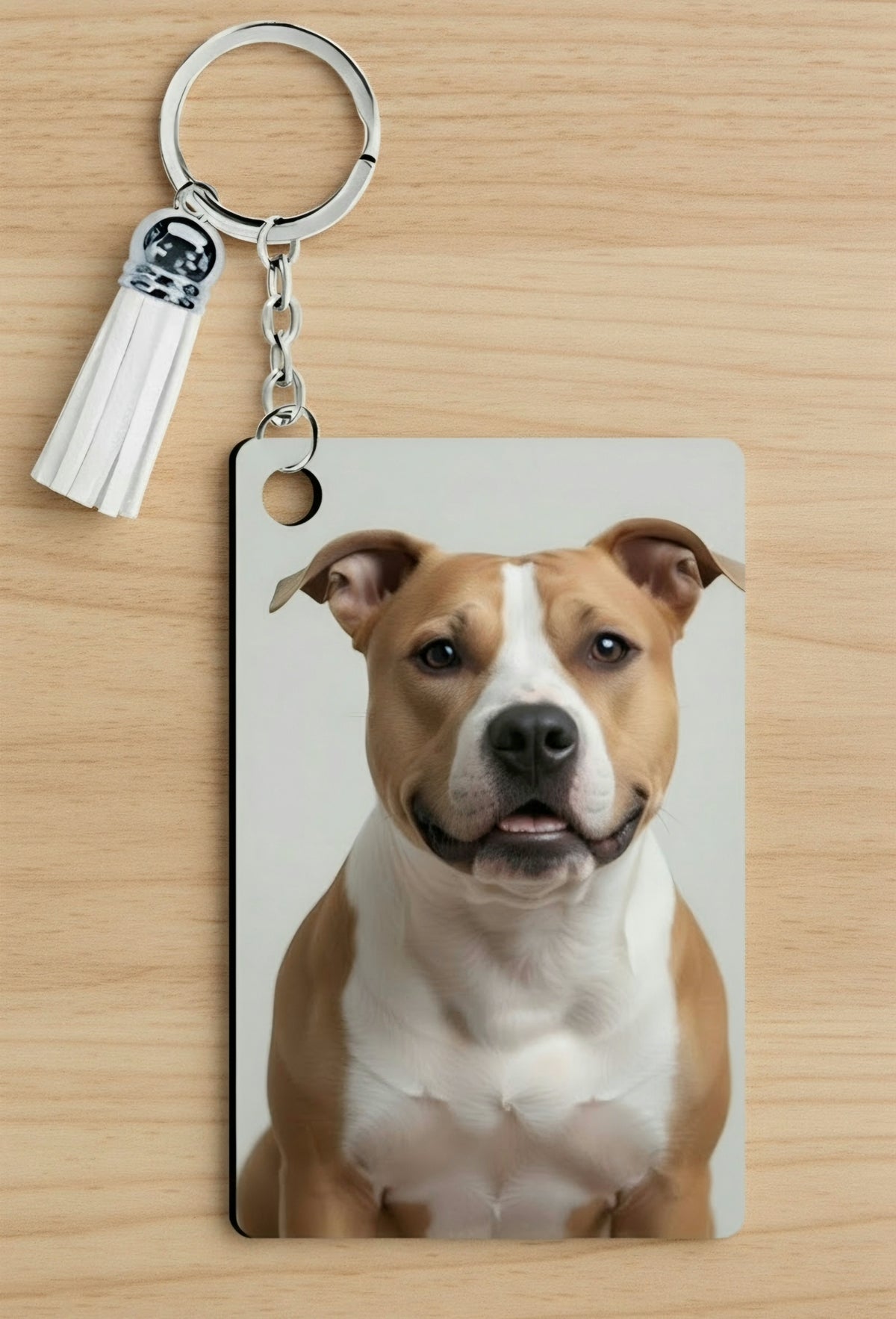 Custom Photo Keychain | Personalized Double-Sided Picture Keychain with White Tassel