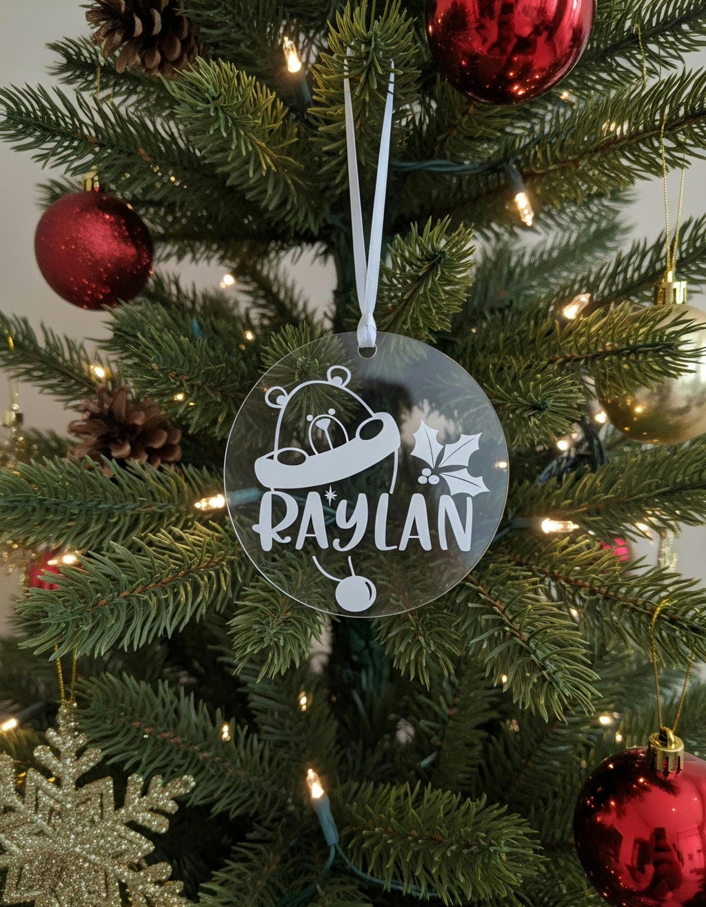 Personalized Christmas Bear Ornament with Name