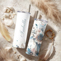 Personalized Boho Mandala Flower Tumbler | Dusty Blue Wedding Gift (20oz)