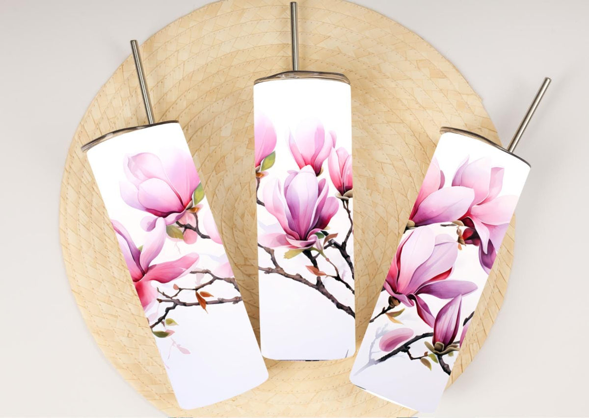 Pink Floral 20oz Skinny Tumbler