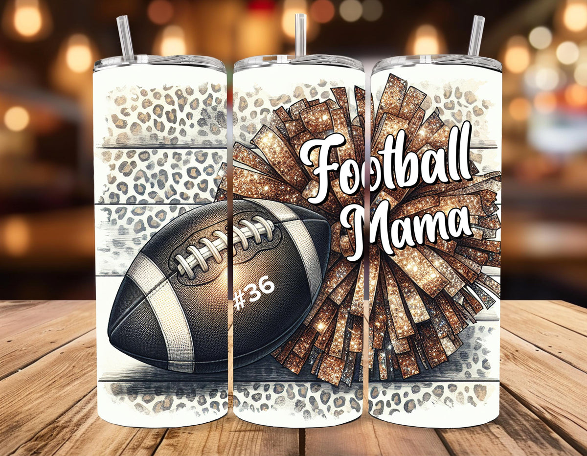 Personalized Football Mom Gift Bundle | Custom Jersey Tumbler, Coasters, Decal Set