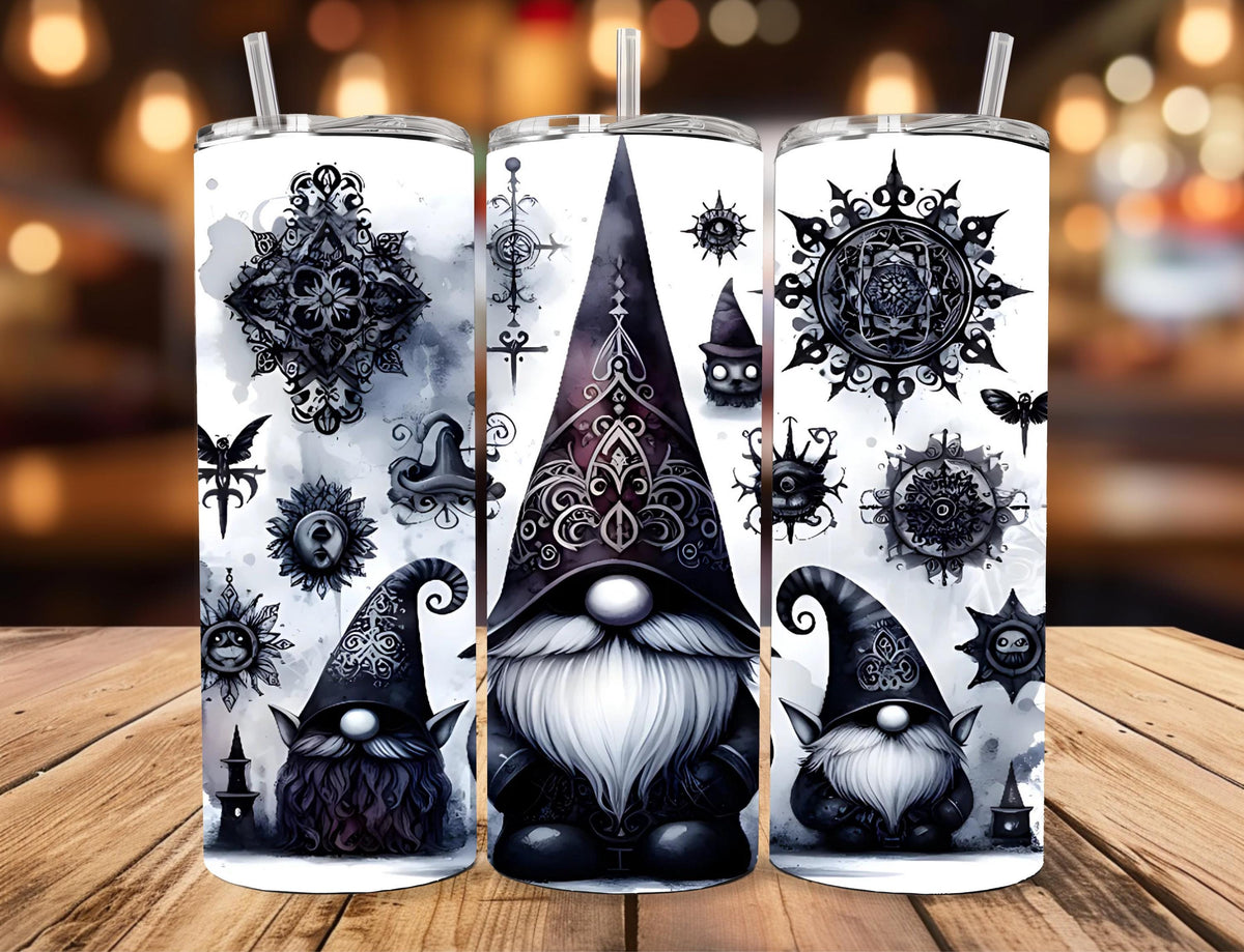 Gothic Gnome Sublimation Tumbler | Whimsigoth Filigree Travel Mug (20oz)