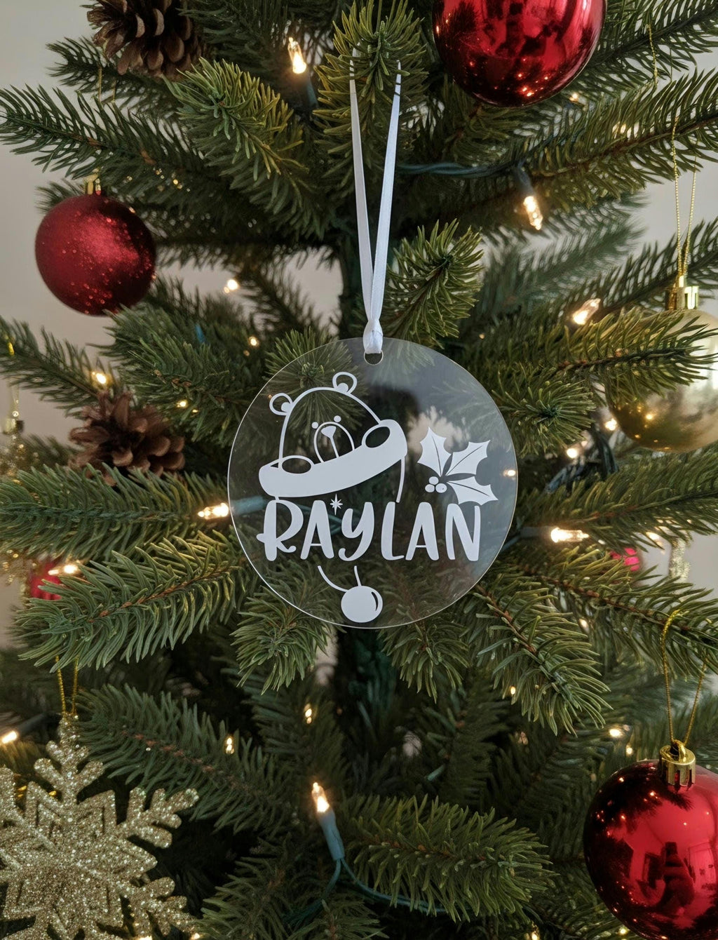 Personalized Christmas Bear Ornament with Name