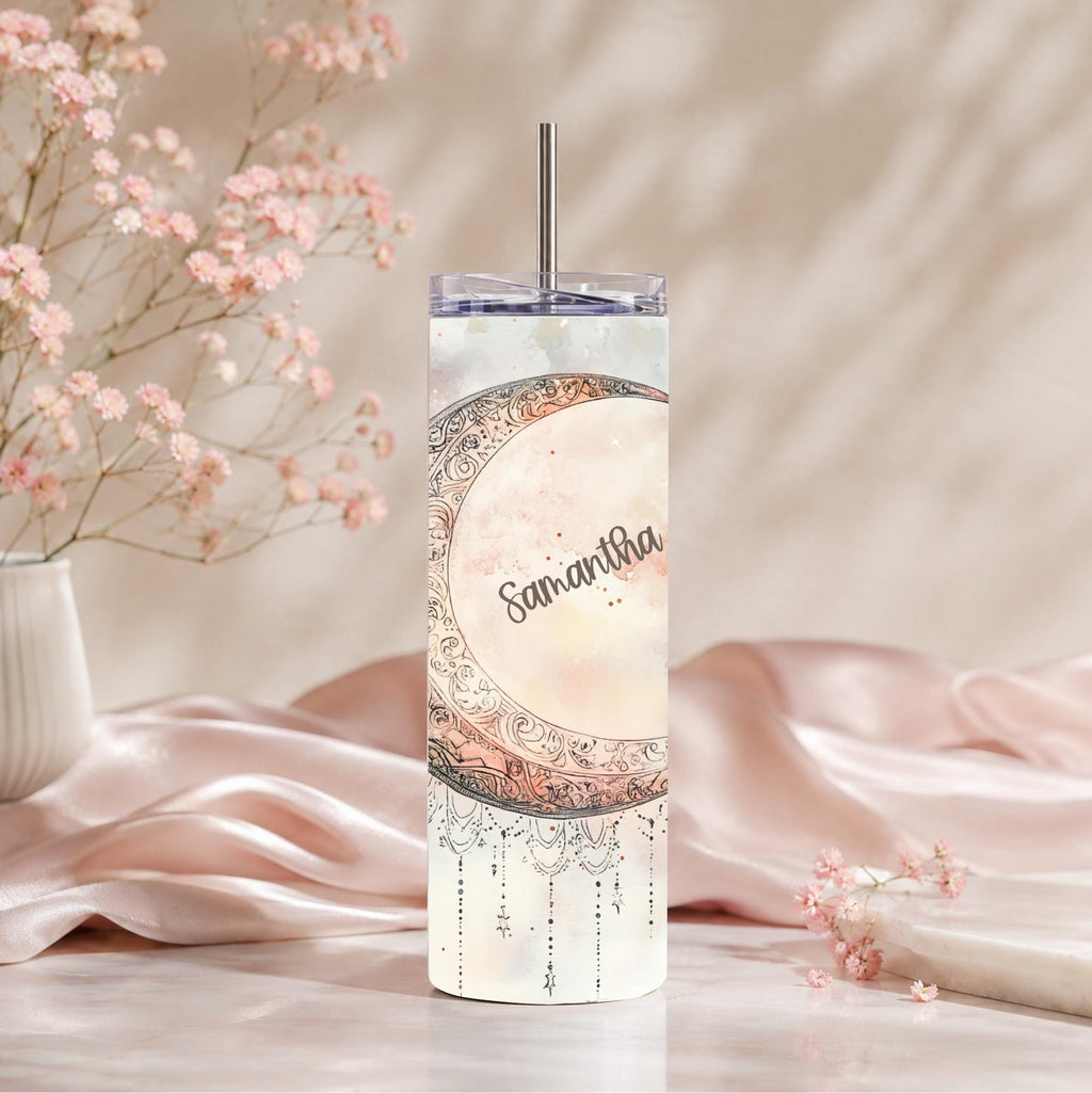 Personalized Celestial Tumbler | Watercolor Moon Dreamcatcher (20oz)