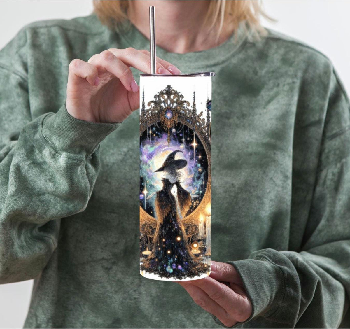 Celestial Witch Magic Mirror Tumbler | Gothic Fantasy Travel Mug (20oz)
