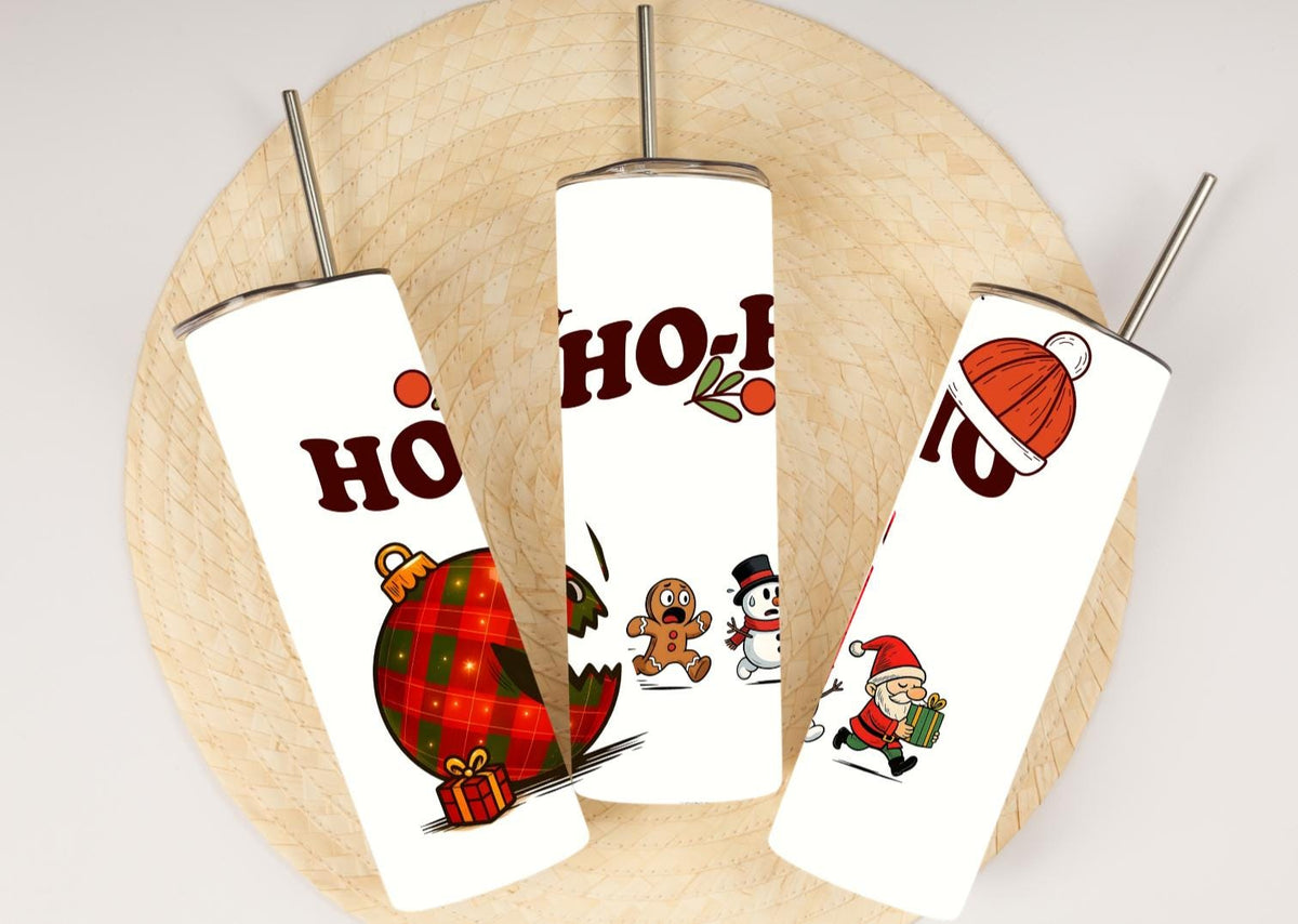 Funny Christmas Monster Tumbler | Plaid Ornament Chase, Gingerbread, Santa (20oz)