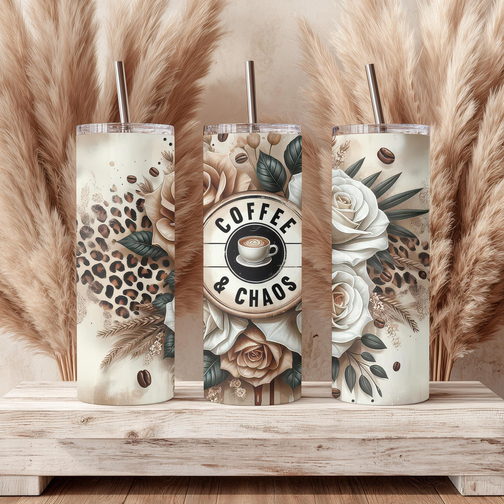 Coffee and Chaos 20oz Skinny Tumbler