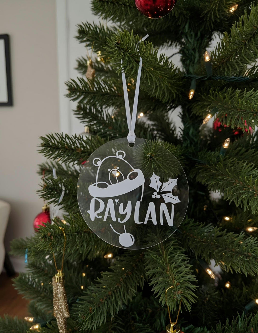 Personalized Christmas Bear Ornament with Name