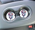 Watercolor Dreamcatcher Neoprene Car Coasters | Boho Floral Cup Holder Mats (2-Pack)