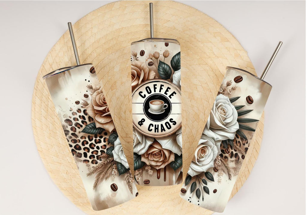 Coffee and Chaos 20oz Skinny Tumbler