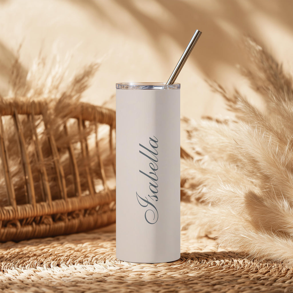 Personalized Terracotta Boho Skinny Tumbler | Floral Botanical Wedding Gift (20oz)