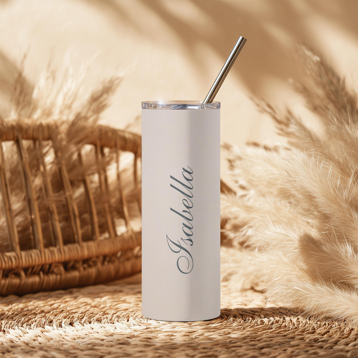 Personalized Terracotta Boho Skinny Tumbler | Floral Botanical Wedding Gift (20oz)