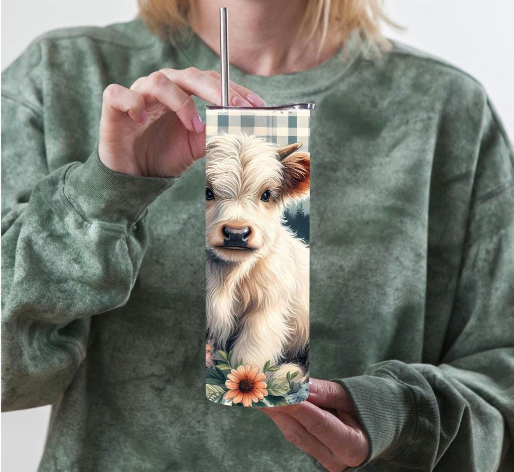 Highland Calf Tumbler – Cow Lover Gift, Rustic Farmhouse Style (20oz)