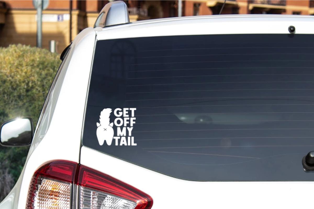 Get Off My Tail Funny Cat Car Decal