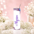 Personalized 3D Bubble Tumbler | Purple Teal Geode Glitter Skinny Mug (20oz)