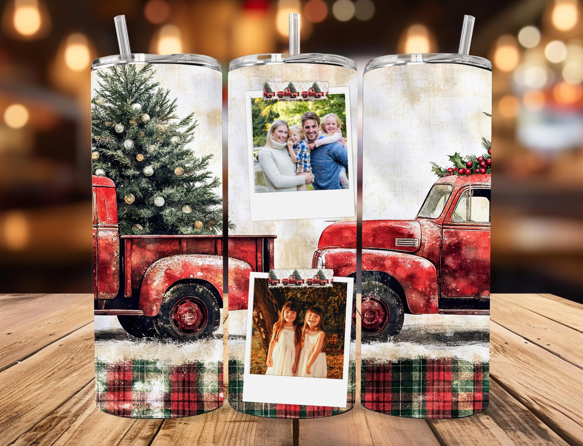 Personalized Polaroid Photo Tumbler | Custom Farmhouse Holiday Mug (20oz)