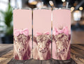 Coquette Highland Cow Skinny Tumbler | Pink Bow Baby Calf Travel Mug (20oz)