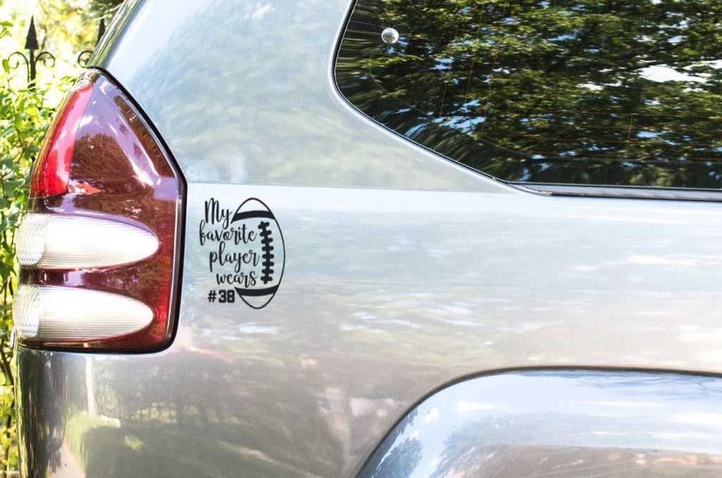 Personalized Football Mom Car Decal | Custom Jersey Number Vinyl Sticker (6x6)
