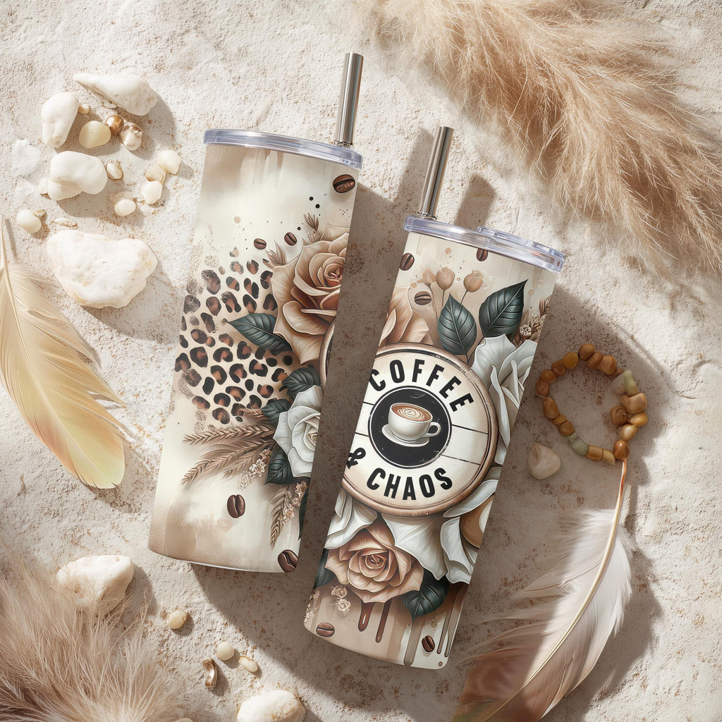 Coffee and Chaos 20oz Skinny Tumbler